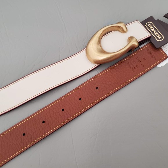 NEW COACH C Buckle logo Reversible leather belt - Picture 5 of 8